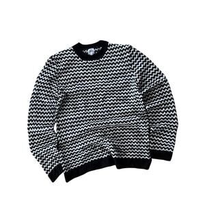 ZARA Man Abstract Chevron Zig-Zag Heavy Knit Pullover Sweater